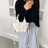 Plaid Woven One Shoulder Messenger Bag Casual Work Handbags Mini