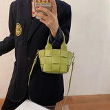 Plaid Woven One Shoulder Messenger Bag Casual Work Handbags Mini