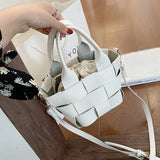 Plaid Woven One Shoulder Messenger Bag Casual Work Handbags Mini