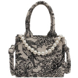 Women's Jacquard Embroidery Top Handle Beach Tote Bag