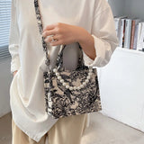 Women's Jacquard Embroidery Top Handle Beach Tote Bag