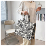 Women's Jacquard Embroidery Top Handle Beach Tote Bag