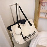 Canvas Shoulder Tote Bag High Capacity Bucket Shopping Bags