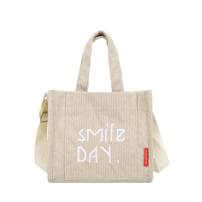 Corduroy Ladies Shoulder Bag Solid Buckle Messenger Bag