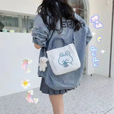 Solid Buckle Corduroy Shoulder Bag Messenger Bag