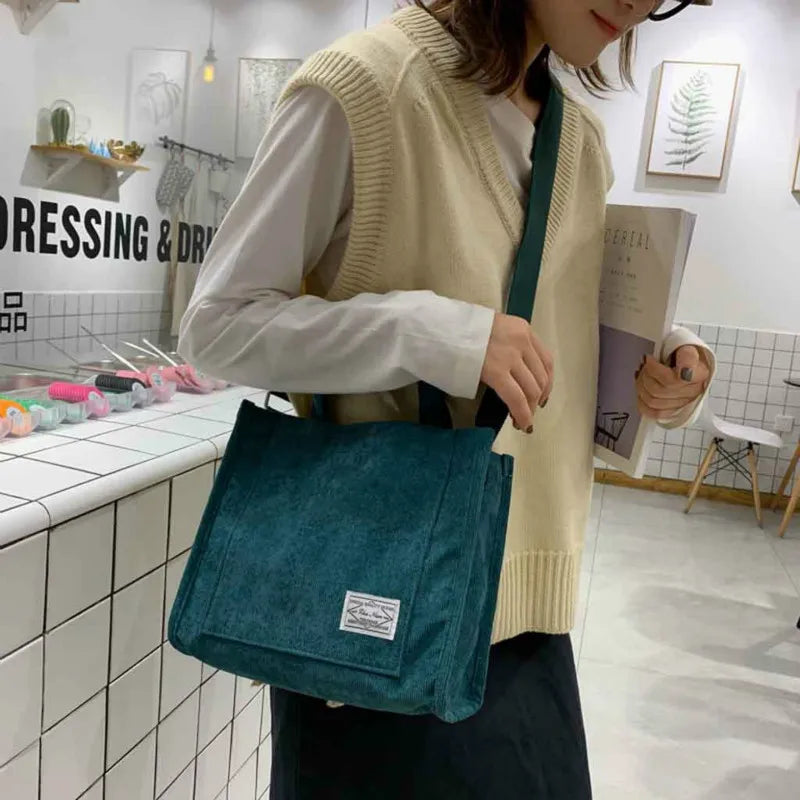 Corduroy Ladies Shoulder Bag Solid Buckle Messenger Small Square Bag