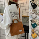 Corduroy Ladies Shoulder Bag Solid Buckle Messenger Small Square Bag