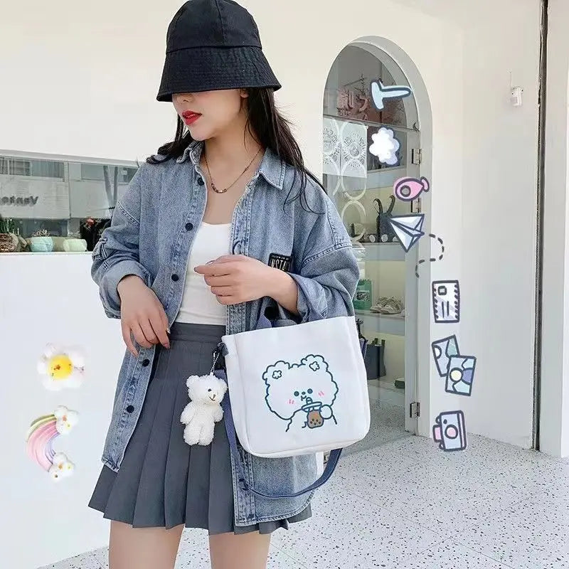 Solid Buckle Corduroy Shoulder Bag Messenger Bag