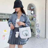 Solid Buckle Corduroy Shoulder Bag Messenger Bag