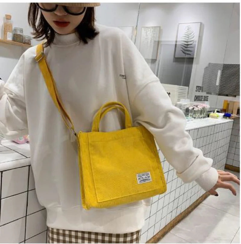 Corduroy Shoulder Bag Solid Buckle Messenger Bag