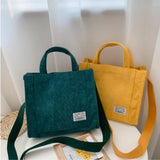 Corduroy Shoulder Bag Solid Buckle Messenger Bag