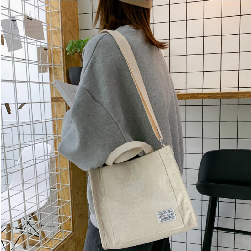 Corduroy Ladies Shoulder Bag Solid Buckle Messenger Bag Small Square Bag