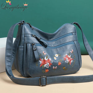 Soft Leather Shoulder Tote Handbag