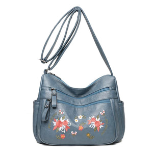 Soft Leather Shoulder Tote Handbag
