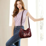 Soft Leather Shoulder Tote Handbag