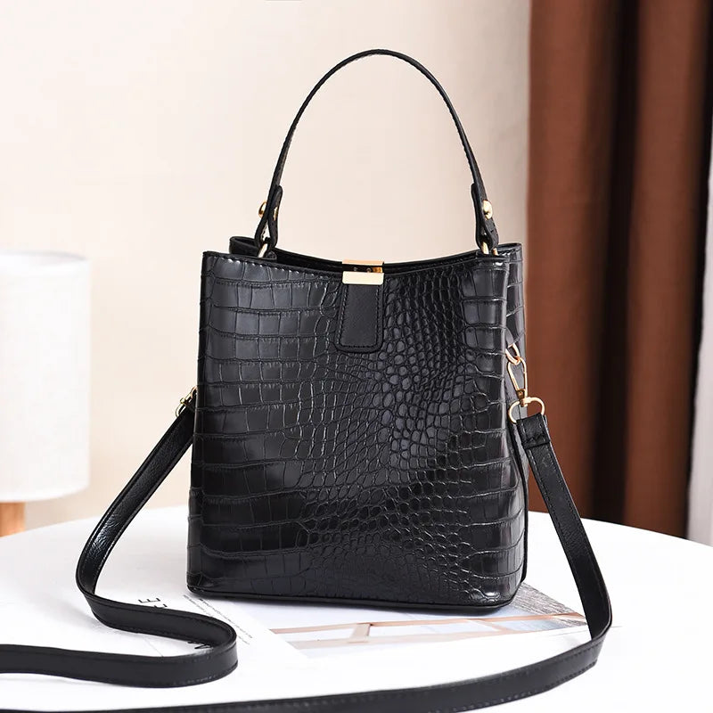 Soft Leather Shoulder Messenger Bag for Women Bucket Bags
