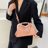 Stripe Chain Crossbody Shoulder Bag Triangle Handle Tote Clutch