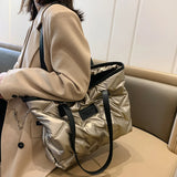 Winter Women's Shoulder Bag Lightweight Waterproof Down Space Bags