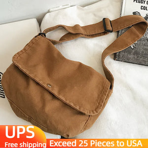 Vintage Canvas Tote Bag with Zipper and Pocket