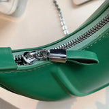 Half Moon Chain Leather Crossbody Bag for Women in Purple Pink