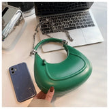 Half Moon Chain Leather Crossbody Bag for Women in Purple Pink