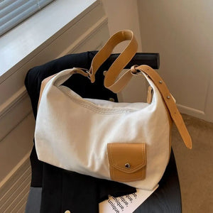 Women's Large Canvas Tote Bag with Pockets