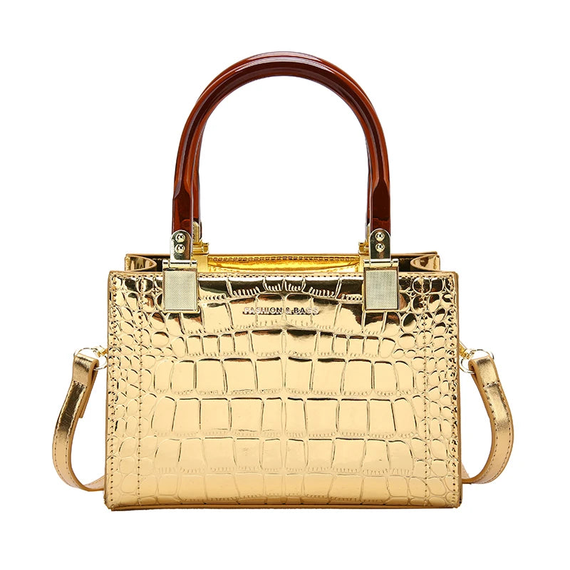 Crocodile Pattern Leather Shoulder Bag Crossbody Hourglass Bag
