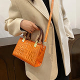 Crocodile Pattern Leather Shoulder Bag Crossbody Hourglass Bag