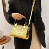 Crocodile Pattern Leather Shoulder Bag Crossbody Hourglass Bag