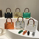Crocodile Pattern Leather Shoulder Bag Crossbody Hourglass Bag