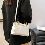 Crocodile Pattern Leather Shoulder Bag Crossbody Hourglass Bag