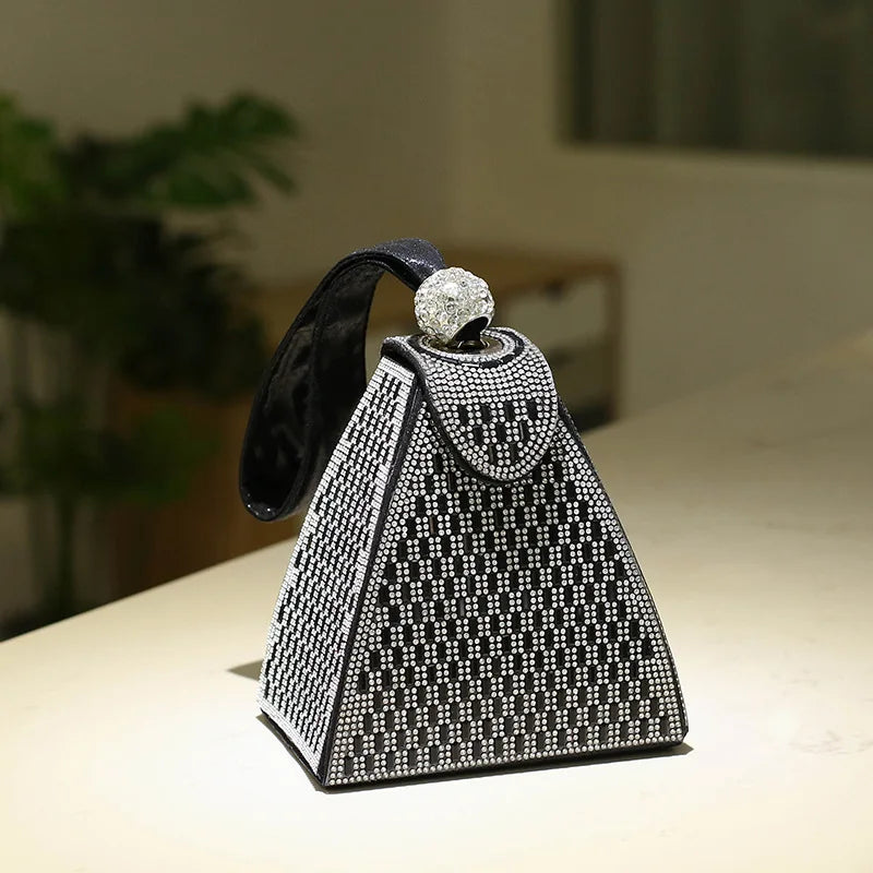Triangle Rhinestone Clutch Purse for Women