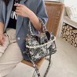 Women's Jacquard Embroidery Shoulder Bag Canvas Tote