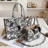 Women's Jacquard Embroidery Shoulder Bag Canvas Tote