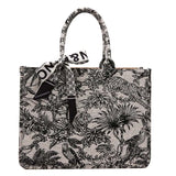 Women's Jacquard Embroidery Shoulder Bag Canvas Tote