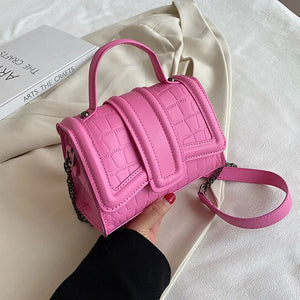 Stone Pattern Shoulder Messenger Bags for Women Small Flap Crossbody Belt Bag