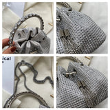 Diamond Decorative Chain Shoulder Bucket Bag for Women