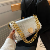 Silver Evening Shoulder Bag Women Diamond Chains Purse Small