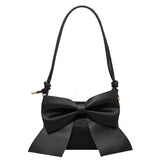 Solid Leather Bow Flap Women's Crossbody Handbag