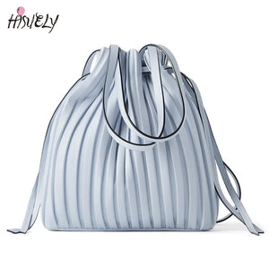 Striped Bucket Bag Women's Shoulder Crossbody Bag PU Leather