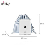 Striped Bucket Bag Women's Shoulder Crossbody Bag PU Leather