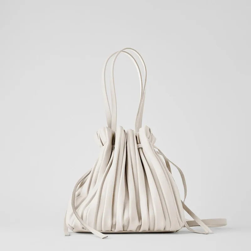 Striped Bucket Bag Women's Shoulder Crossbody Bag PU Leather
