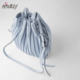 Striped Bucket Bag Women's Shoulder Crossbody Bag PU Leather