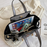 Large Capacity Tote Bag Pu Leather Crossbody Shoulder Handbag