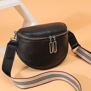Round Crossbody Bag PU Leather Shoulder Bag for Women