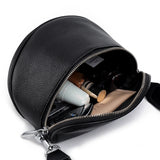 Round Crossbody Bag PU Leather Shoulder Bag for Women