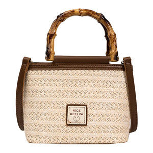 Straw Bucket Bag for Women Summer Lady Travel Purse Shoulder Crossbody