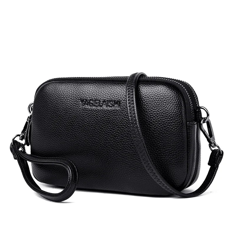 Vintage Leather Crossbody Bag Small Messenger Shoulder Bag Ladies Handbag