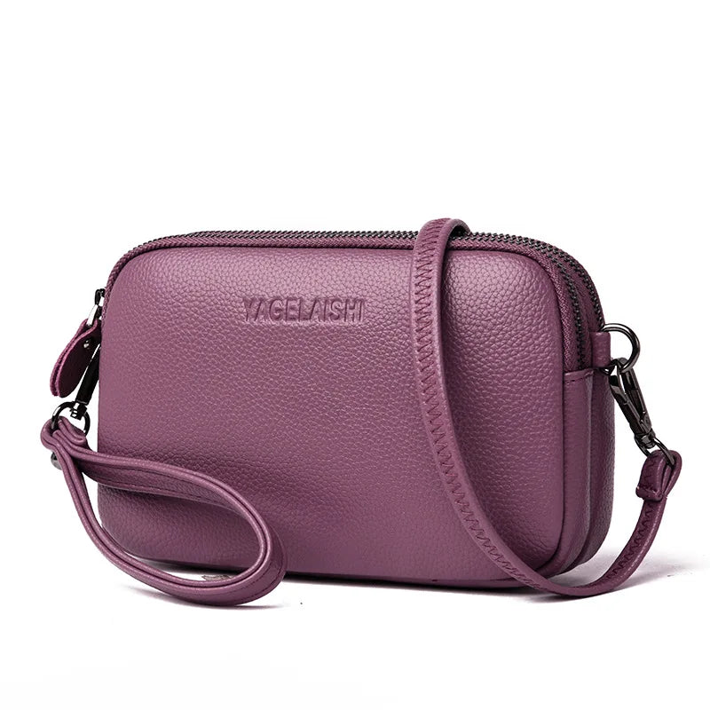 Vintage Leather Crossbody Bag Small Messenger Shoulder Bag Ladies Handbag