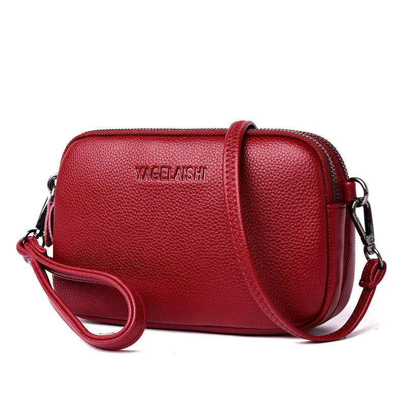 Vintage Leather Crossbody Bag Small Messenger Shoulder Bag Ladies Handbag
